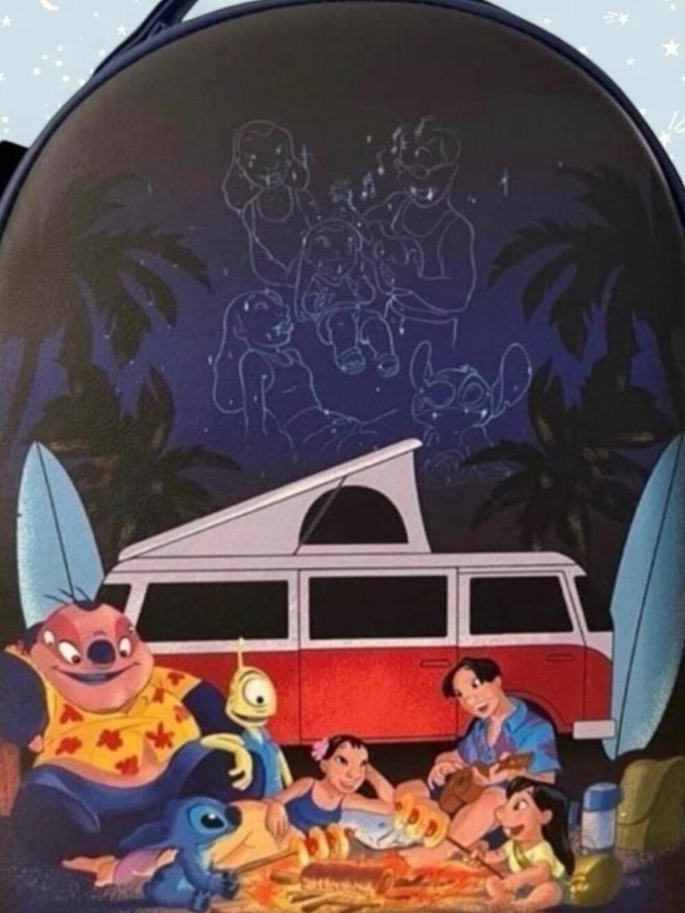 Rare Sold Out Her Universe Disney Lilo & Stitch Family Camping navy backpack